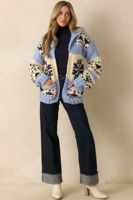 All Knit Together Blue Multi Chunky Knit Cardigan
