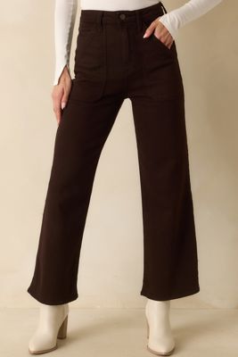 Something Amazing Dark Brown Wide Leg Jeans