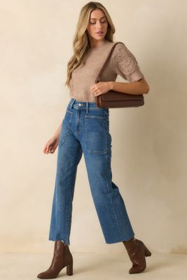 Warm Intuition Mocha Knit Embroidered Puff Sleeve Sweater