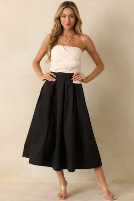 Black Tie Beauty Black & Ivory Strapless Midi Dress