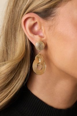 Hold It Right There Gold Textured Circle Drop Earrings