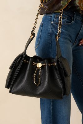 Promise Me Forever Black Quilted Faux Leather Purse