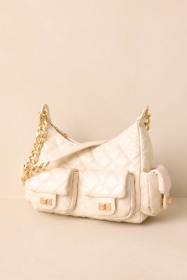 Little Something Extra Ivory Faux Leather Quilted Handbag