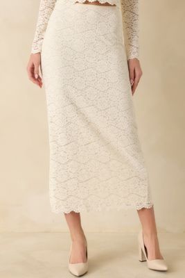 Z Supply Via Ivory Lace Midi Skirt
