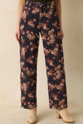 Step BY Step Navy Floral Straight Leg Jeans