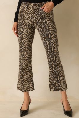 Terrific Timing Leopard Print Cropped Flare Jeans