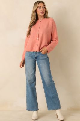 Sweet Simplicity Orange Sherbert Knit Button Front Cardigan
