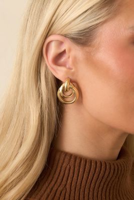 Let's Circle Back Gold Interlocking Circle Drop Earrings