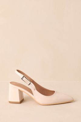 Cloud Nine Nights Ivory Patent Slingback Block Heels
