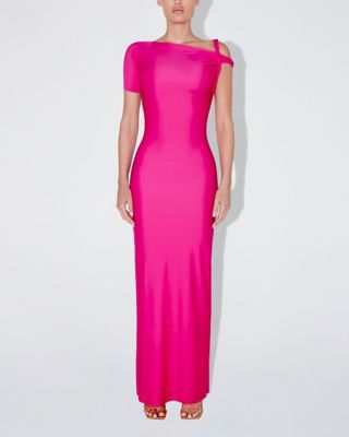 Sleek Stretch Twist Maxi Dress - Fuchsia