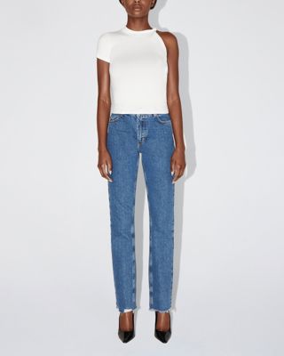 One Shoulder Twist Tee - White