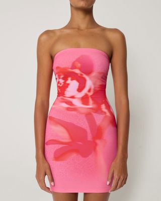 Smooth Stretch Strapless Mini Dress - Pink Peony