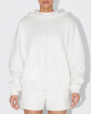 Fleece Oversized Zip Hoodie - Light Heather Grey