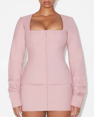 Long Sleeve Corset Top - Blush