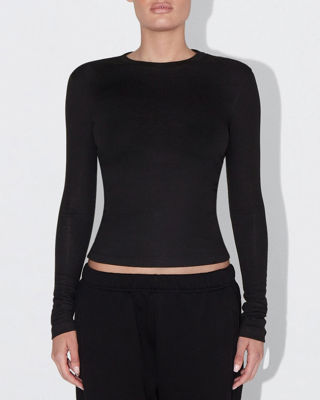 Long Sleeve Ribbed Tee - Black