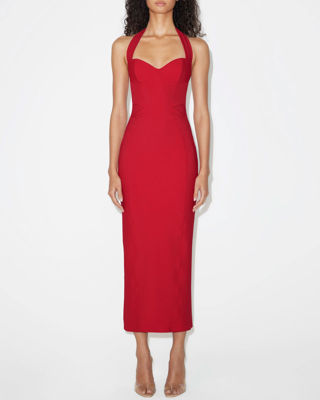 Fitted Halter Dress - Ruby