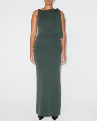 Sueded Stretch Knotted Maxi Dress - Evergreen