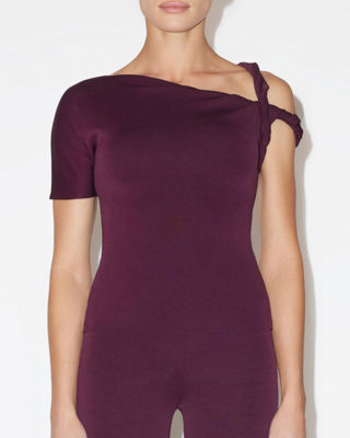 Sueded Stretch Twisted Top - Black Cherry