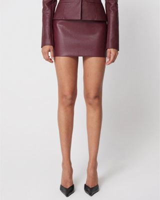 Faux Leather Micro Mini Skirt - Merlot