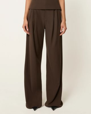Pleated Wide Leg Trouser - Cinder