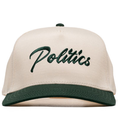 Politics Script A-Frame Snapback - Cream/Green