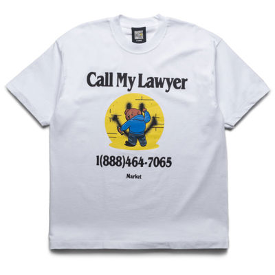 Market Smiley Call MY Lawyer Bear Tee - White
