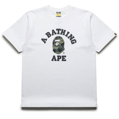 A Bathing Ape 1ST Camo College Tee - White/Green