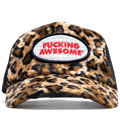 Fucking Awesome Patch Logo Leopard Trucker Hat - Leopard