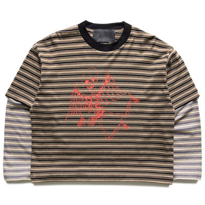 Jungles Skeleton Stripe L/S Tee - Brown Stripe