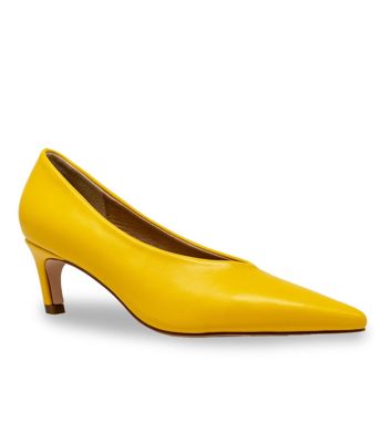 Yellow Pointed Toe Kitten Heels