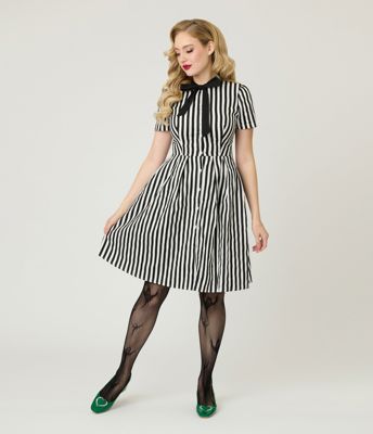 Black & White Stripe Flare Dress