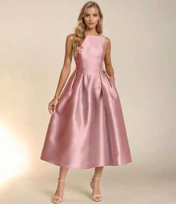 Dusty Pink Shimmer Sleeveless Midi Dress