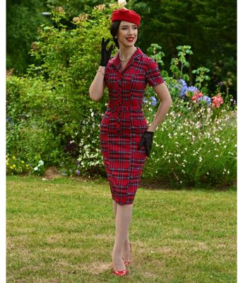 Red Tartan Terissa Pencil Dress