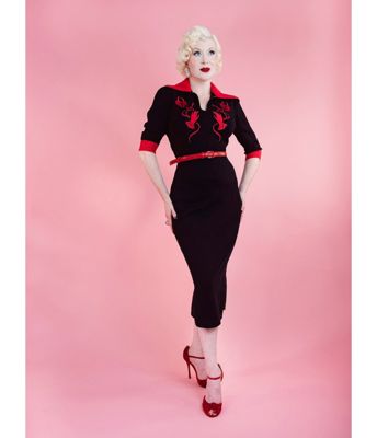 Elle Rebel Black & Red Key To MY Heart Pencil Dress