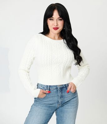 Royal Monk White Cable Knit Sweater