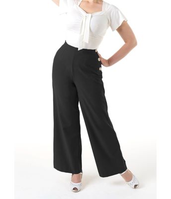 Pretty Retro Black 1940s Wide Leg Trousers