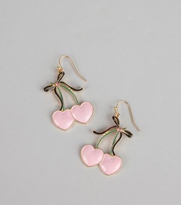 Sugar Darling Heart Cherry Earrings