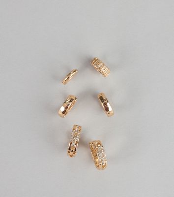 Glow Up Rhinestone Hoop Earrings Set