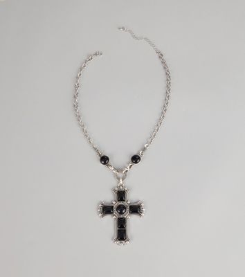 Bold Details Cross Statement Necklace