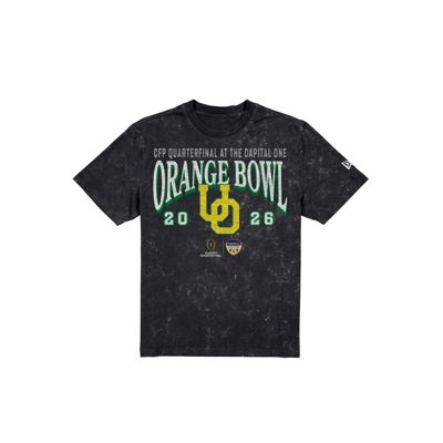 Oregon Ducks 2026 Orange Bowl Acid Wash Black T-Shirt