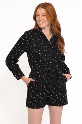 Niqui Long Sleeve Romper - Black Cream