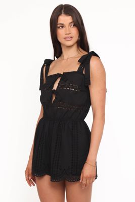 Morena Eyelet Romper - Black