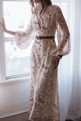 Riba Midi Dress - Brown Paisley