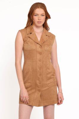 Xoey Suede Mini Dress - Camel