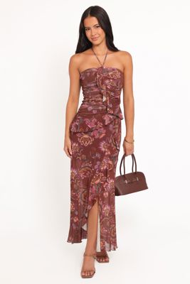 Sorbet Midi Dress - Brown Floral