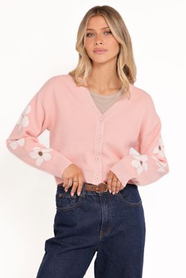 Lantana Flower Sleeve Cardigan - Pink
