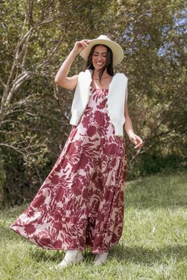 Elanor Maxi Dress - Pale Burgundy