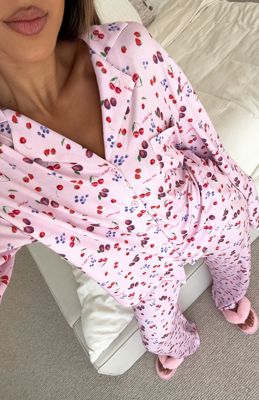Pillow Talk Printed Long Sleeve Pyjama Set Pink Berries