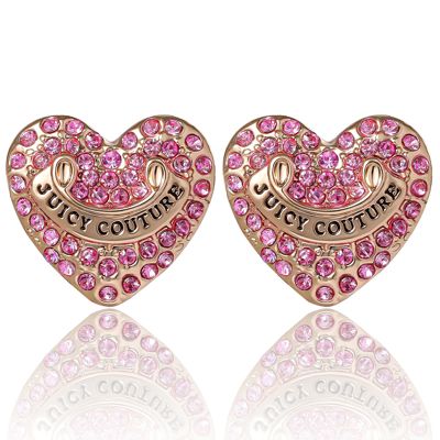 Heart Stud Earrings With Crystal Accents