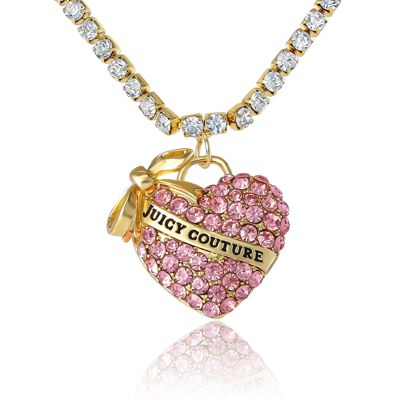 Pink Pavé Heart Pendant Necklace